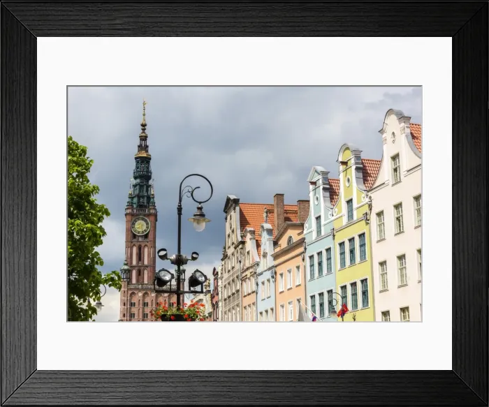 Framed Print : The Long Market, Dlugi Targ, with town hall clock, Gdansk, Poland, Europe Framed Print : The Long Market, Dlugi Targ, with town hall clock, Gdansk, Poland, Europe