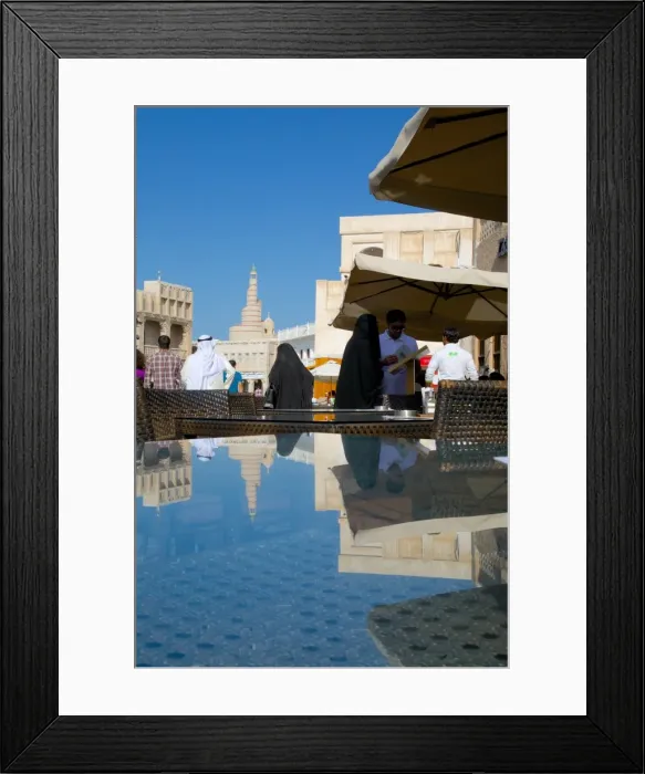 Framed Print : The restored Souq Waqif and spiral Mosque of the Kassem Darwish Fakhroo Islamic Centre, Qatar, Middle East