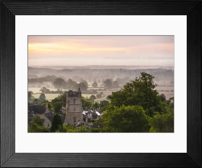 Framed Print : St. Lawrence Church and misty sunrise, Bourton-on-the-Hill, Gloucestershire, The Cotswolds, England, United Kingdom, Europe Framed Print : St. Lawrence Church and misty sunrise, Bourton-on-the-Hill, Gloucestershire, The Cotswolds, England, United Kingdom, Europe
