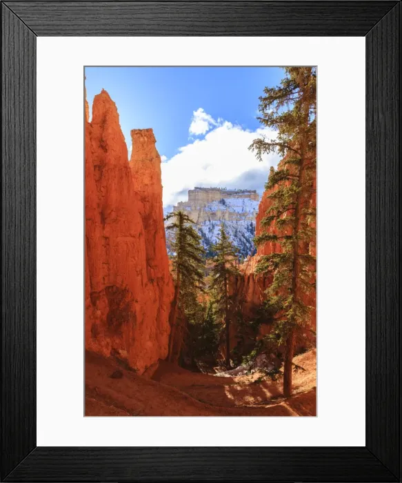 Framed Print : Peekaboo Loop Trail switchbacks wind through hoodoos lit by early morning sun in winter, Bryce Canyon National Park, Utah, United States of America, North America Framed Print : Peekaboo Loop Trail switchbacks wind through hoodoos lit by early morning sun in winter, Bryce Canyon National Park, Utah, United States of America, North America