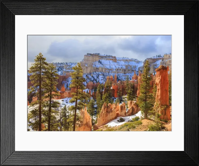 Framed Print : Hoodoos strongly lit by early morning sun with heavy cloud, Peekaboo Loop Trail in winter, Bryce Canyon National Park, Utah, United States of America, North America Framed Print : Hoodoos strongly lit by early morning sun with heavy cloud, Peekaboo Loop Trail in winter, Bryce Canyon National Park, Utah, United States of America, North America