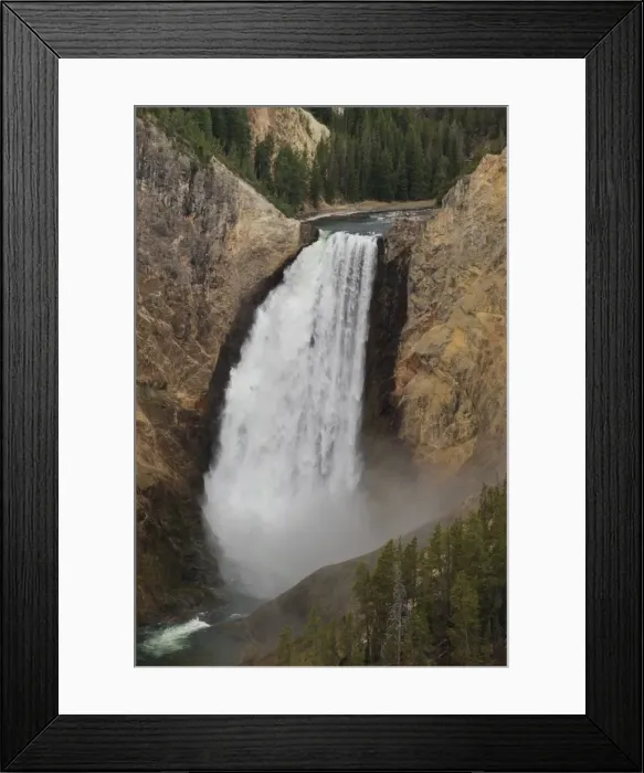 Framed Print : Elevated view of Lower Falls and viewing platform with visitors, Yellowstone National Park, UNESCO World Heritage Site, Wyoming, United States of America, North America Framed Print : Elevated view of Lower Falls and viewing platform with visitors, Yellowstone National Park, UNESCO World Heritage Site, Wyoming, United States of America, North America