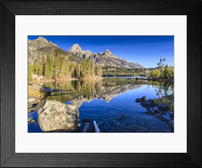 Framed Print : Reflections of the Teton Range in Taggart Lake, Grand Teton National Park, Wyoming, United States of America, North America Framed Print : Reflections of the Teton Range in Taggart Lake, Grand Teton National Park, Wyoming, United States of America, North America