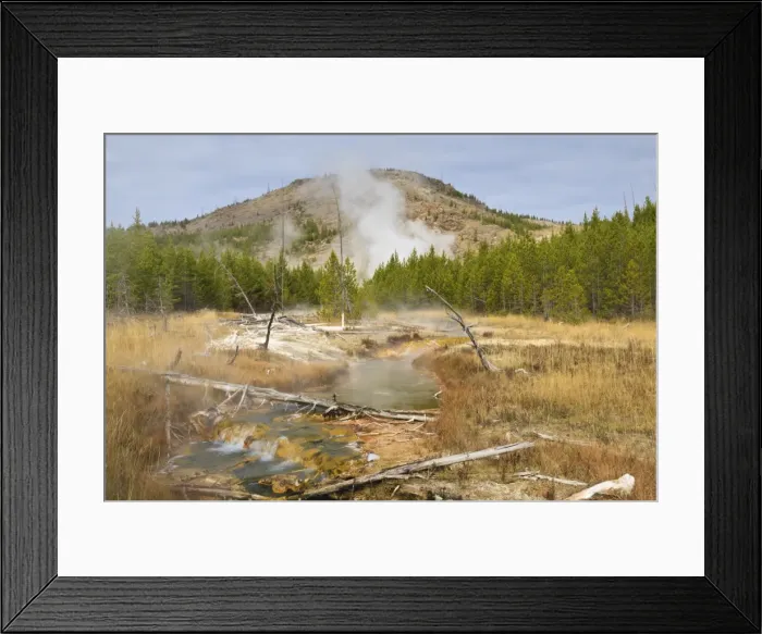 Framed Print : Midway Geyser Basin thermal activity from the Fairy Creek Trail, Yellowstone National Park, UNESCO World Heritage Site, Wyoming, United States of America, North America Framed Print : Midway Geyser Basin thermal activity from the Fairy Creek Trail, Yellowstone National Park, UNESCO World Heritage Site, Wyoming, United States of America, North America