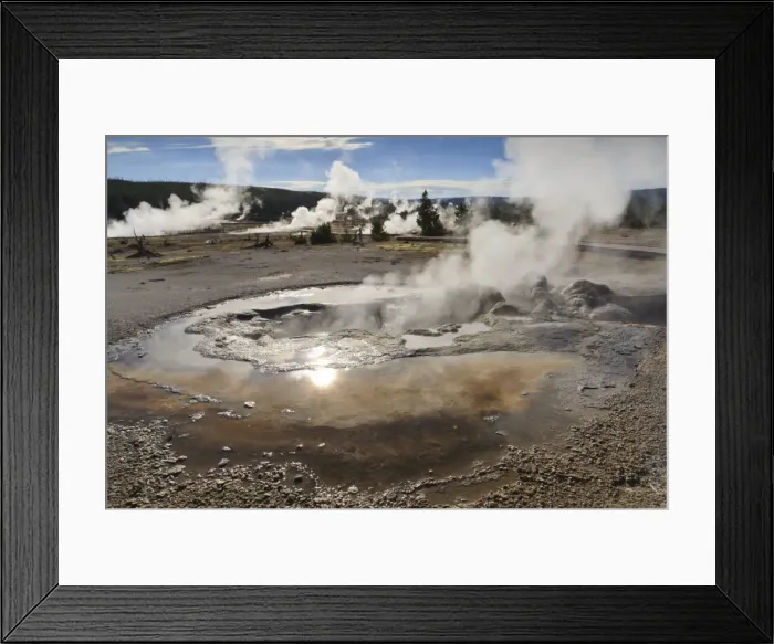 Framed Print : Yellowstone thermal features emit steam backlit by sun, Yellowstone National Park, UNESCO World Heritage Site, Wyoming, United States of America, North AmericaWyoming, USA Framed Print : Yellowstone thermal features emit steam backlit by sun, Yellowstone National Park, UNESCO World Heritage Site, Wyoming, United States of America, North AmericaWyoming, USA