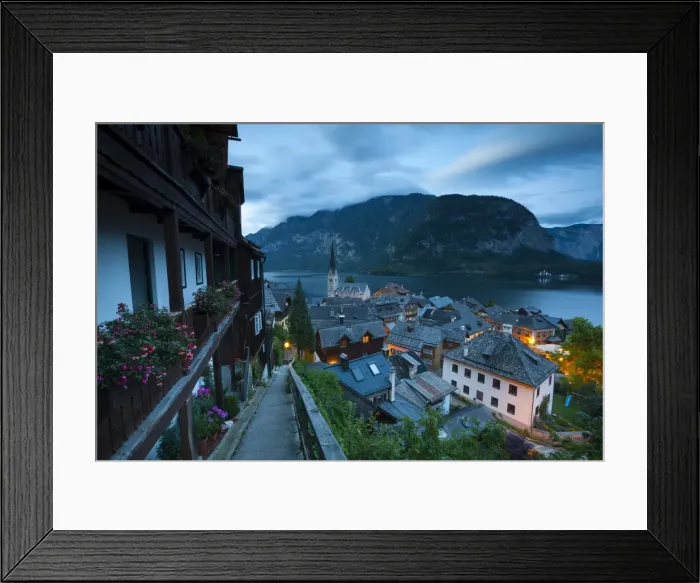 Framed Print : The Village of Hallstatt illuminated at dusk, UNESCO World Heritage Site, Hallstattersee, Oberosterreich (Upper Austria), Austria, Europe Framed Print : The Village of Hallstatt illuminated at dusk, UNESCO World Heritage Site, Hallstattersee, Oberosterreich (Upper Austria), Austria, Europe