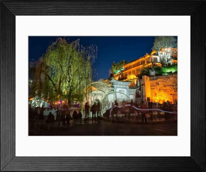 Framed Print : Big Water Wheels in Lijiang at night, Yunnan, China, Asia Framed Print : Big Water Wheels in Lijiang at night, Yunnan, China, Asia