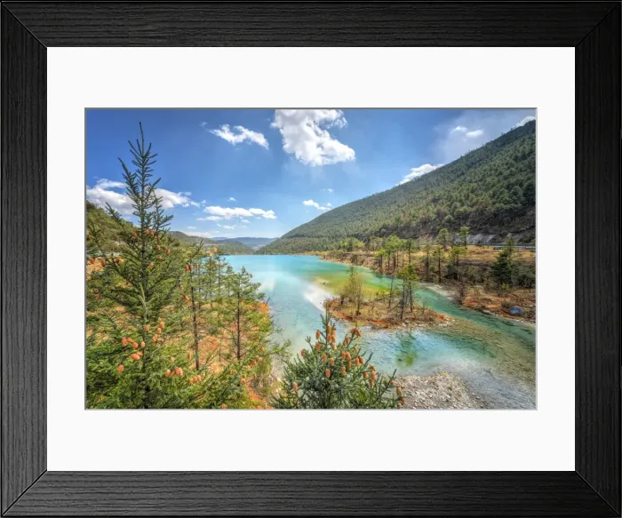 Framed Print : White Water River and pine trees, 25km north of Lijiang. Yunnan, China, Asia Framed Print : White Water River and pine trees, 25km north of Lijiang. Yunnan, China, Asia