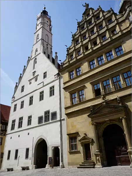 The double town hall in Rothenburg ob der Tauber, Romantic Road, Franconia, Bavaria, Germany, Europe