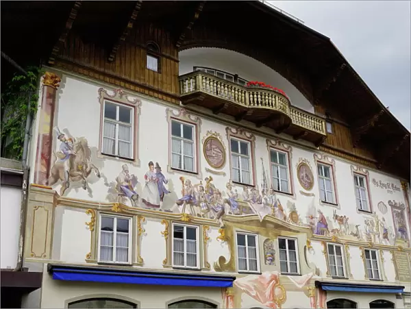 The famous painted houses of Oberammergau, Bavaria, Germany, Europe