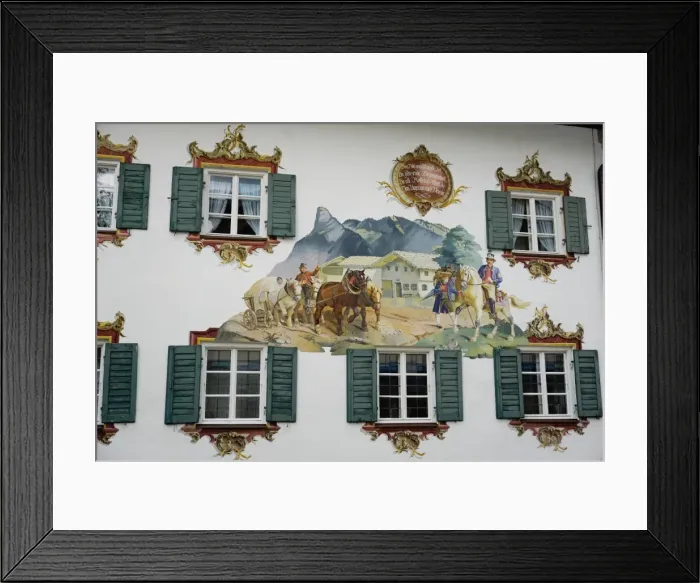 Framed Print : The famous painted houses of Oberammergau, Bavaria, Germany, Europe Framed Print : The famous painted houses of Oberammergau, Bavaria, Germany, Europe