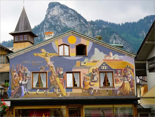The famous painted houses of Oberammergau, Bavaria, Germany, Europe