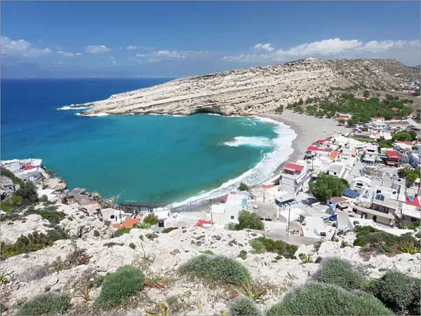 Matala Bay and Beach, Heraklion District, Crete, Greek Islands, Greece, Europe