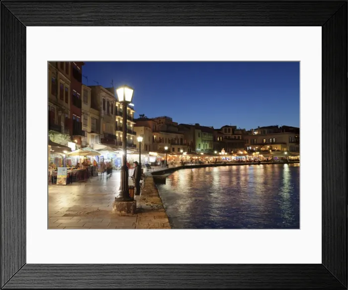 Framed Print : Promenade at Venetian Port, Chania, Crete, Greek Islands, Greece, Europe Framed Print : Promenade at Venetian Port, Chania, Crete, Greek Islands, Greece, Europe