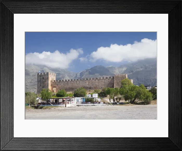Framed Print : Venetian Castle in front of Lefka Ori Mountains (White Mountains), Frangokastello, Chania, Crete, Greek Islands, Greece, Europe Framed Print : Venetian Castle in front of Lefka Ori Mountains (White Mountains), Frangokastello, Chania, Crete, Greek Islands, Greece, Europe