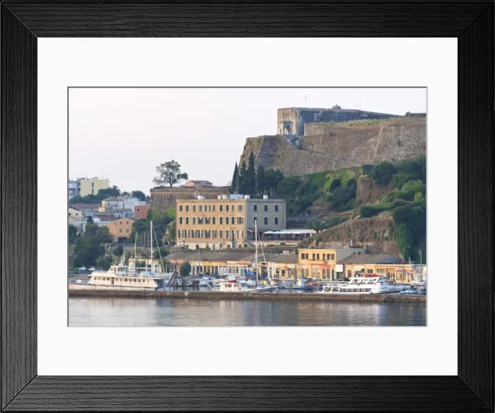 Framed Print : Summer dawn, Corfu Town fortifications and harbour from the sea, UNESCO World Heritage Site, Corfu, Ionian Islands, Greek Islands, Greece, Europe Framed Print : Summer dawn, Corfu Town fortifications and harbour from the sea, UNESCO World Heritage Site, Corfu, Ionian Islands, Greek Islands, Greece, Europe