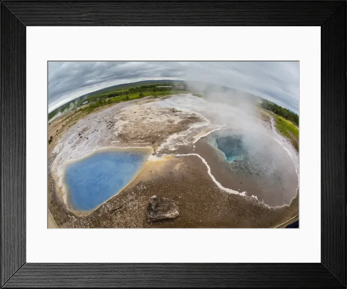 Framed Print : View of hot springs in the Haukadalur valley on the slopes of Laugarfjall hill, Iceland, Polar Regions Framed Print : View of hot springs in the Haukadalur valley on the slopes of Laugarfjall hill, Iceland, Polar Regions