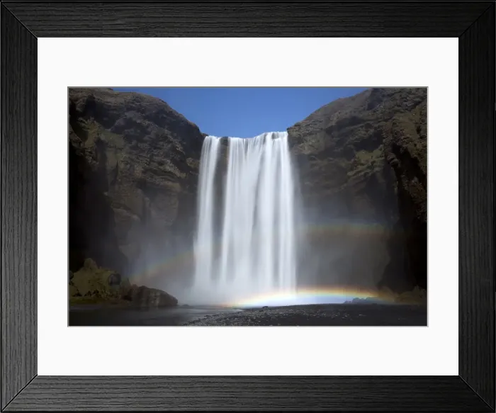 Framed Print : Skogafoss waterfall with double rainbow, South Iceland, Iceland, Polar Regions Framed Print : Skogafoss waterfall with double rainbow, South Iceland, Iceland, Polar Regions