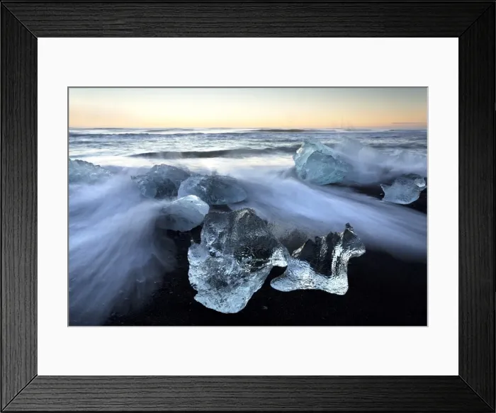 Framed Print : Jokulsa Beach at sunrise, on the edge of the Vatnajokull National Park, South Iceland, Iceland, Polar Regions Framed Print : Jokulsa Beach at sunrise, on the edge of the Vatnajokull National Park, South Iceland, Iceland, Polar Regions