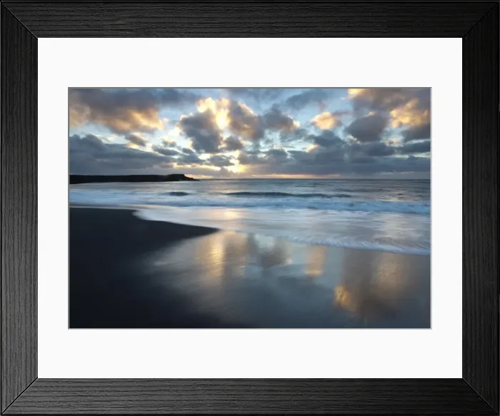 Framed Print : Looking out towards the North Atlantic at sunrise from the black volcanic sand beach at Vik i Myrdal, South Iceland, Iceland, Polar Regions Framed Print : Looking out towards the North Atlantic at sunrise from the black volcanic sand beach at Vik i Myrdal, South Iceland, Iceland, Polar Regions