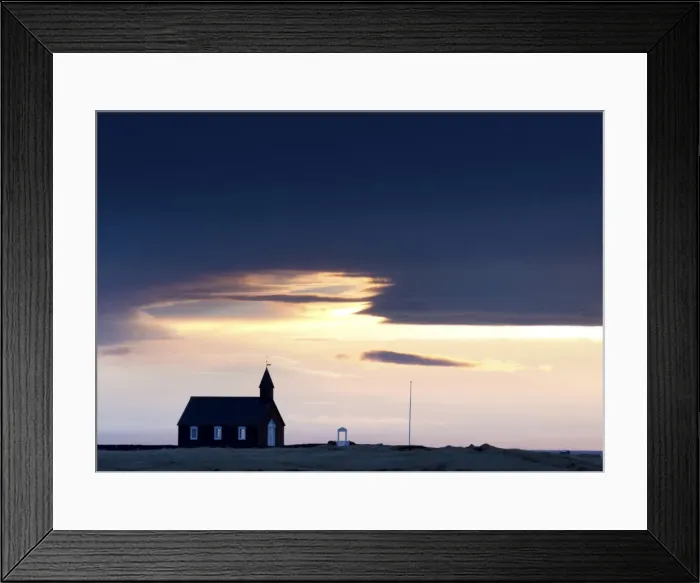 Framed Print : Budir Church at sunrise, hamlet on Budir in Stadarsveit on the Snaefellsnes Peninsula, Iceland, Polar Regions Framed Print : Budir Church at sunrise, hamlet on Budir in Stadarsveit on the Snaefellsnes Peninsula, Iceland, Polar Regions