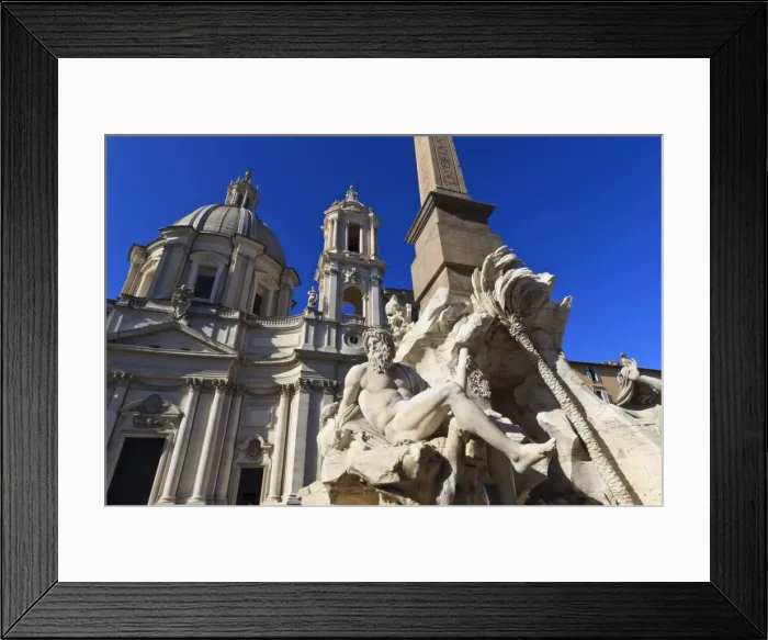 Framed Print : Fontana dei Quattro Fiumi, topped by the Obelisk of Domitian with the Sant Agnese in Agone, Piazza Navona, Rome, Lazio, Italy, Europe Framed Print : Fontana dei Quattro Fiumi, topped by the Obelisk of Domitian with the Sant Agnese in Agone, Piazza Navona, Rome, Lazio, Italy, Europe