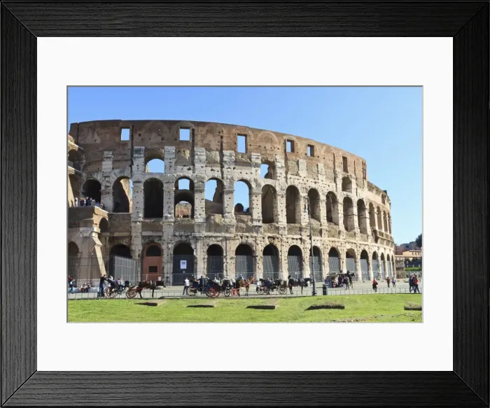 Framed Print : Visitors and horse carriages beside the outer wall of the Colosseum, Forum area, Rome, Lazio, Italy, Europe Framed Print : Visitors and horse carriages beside the outer wall of the Colosseum, Forum area, Rome, Lazio, Italy, Europe