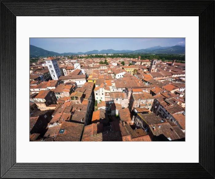 Framed Print : Roofscape from Torre delle Ore, Lucca, Tuscany, Italy, europe Framed Print : Roofscape from Torre delle Ore, Lucca, Tuscany, Italy, europe