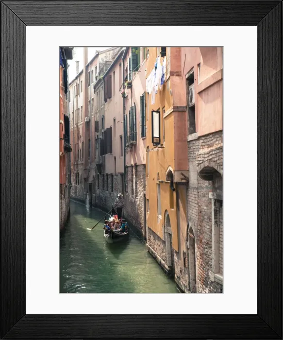 Framed Print : Gondola with tourists on a narrow canal, Venice, UNESCO World Heritage Site, Veneto, Italy, Europe Framed Print : Gondola with tourists on a narrow canal, Venice, UNESCO World Heritage Site, Veneto, Italy, Europe