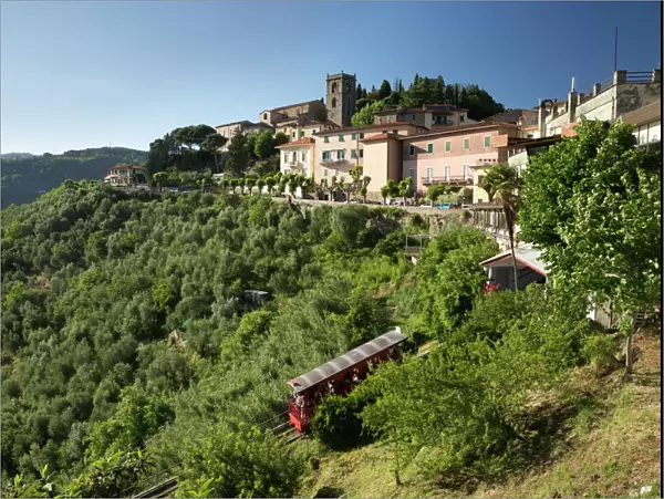 Funicular below hill top town, Montecatini Alto, Tuscany, Italy, Europe