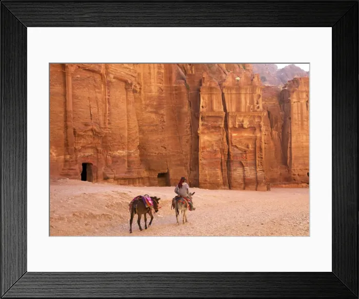 Framed Print : Bedouin with donkeys in front of the Outer Siq, Petra, UNESCO World Heritage Site, Jordan, Middle East Framed Print : Bedouin with donkeys in front of the Outer Siq, Petra, UNESCO World Heritage Site, Jordan, Middle East