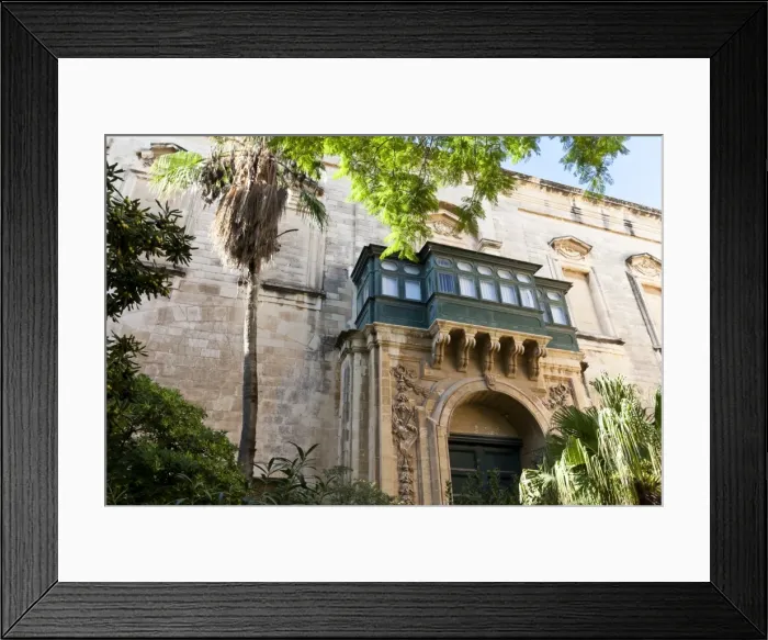Framed Print : Courtyard with Maltese balcony and trees, Grand Masters Palace, (Palace of the Grand Master) former residence Knights Grand Masters, UNESCO World Heritage Site, Valletta, Malta, Europe Framed Print : Courtyard with Maltese balcony and trees, Grand Masters Palace, (Palace of the Grand Master) former residence Knights Grand Masters, UNESCO World Heritage Site, Valletta, Malta, Europe