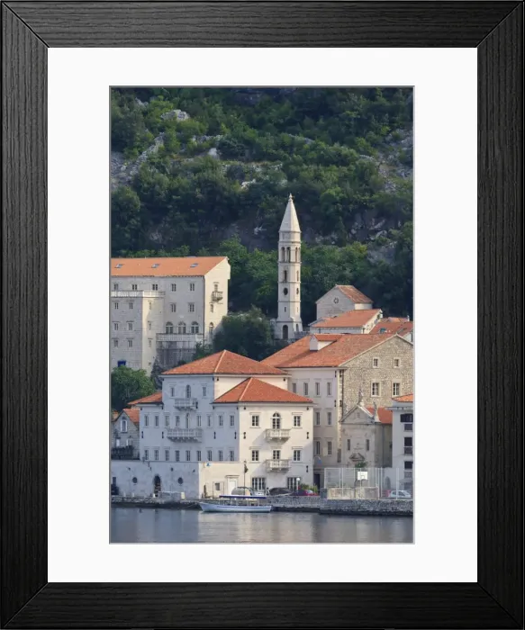 Framed Print : Church of Our Lady of the Rosary lit by early morning light, Perast, Bay of Kotor, UNESCO World Heritage Site, Montenegro, Europe Framed Print : Church of Our Lady of the Rosary lit by early morning light, Perast, Bay of Kotor, UNESCO World Heritage Site, Montenegro, Europe