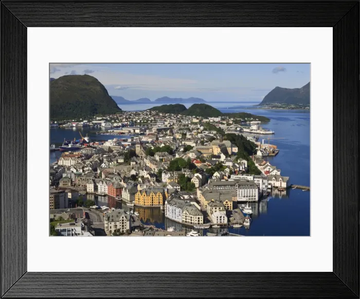 Framed Print : View from Aksla hill over Alesund and surrounding waters, More og Romsdal, Norway, Scandinavia, Europe Framed Print : View from Aksla hill over Alesund and surrounding waters, More og Romsdal, Norway, Scandinavia, Europe