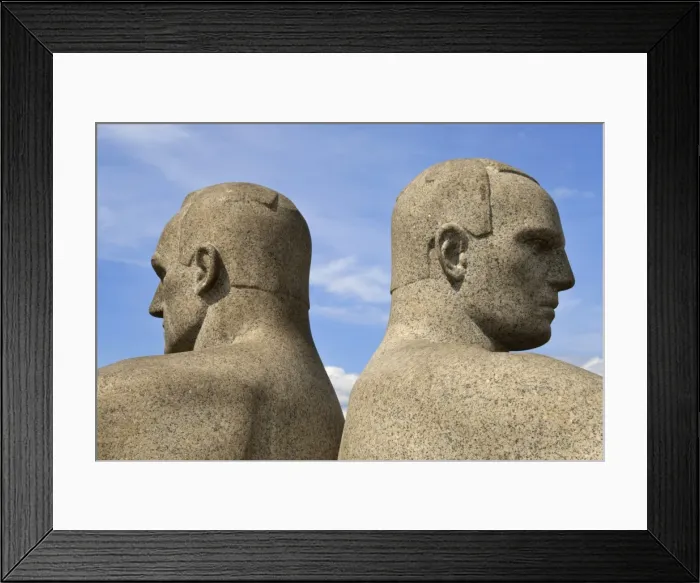 Framed Print : Back to back, detail of a sculptural group on the Monolith Plateau by Gustav Vigeland, Frogner Park, Oslo, Norway, Scandinavia, Europe Framed Print : Back to back, detail of a sculptural group on the Monolith Plateau by Gustav Vigeland, Frogner Park, Oslo, Norway, Scandinavia, Europe
