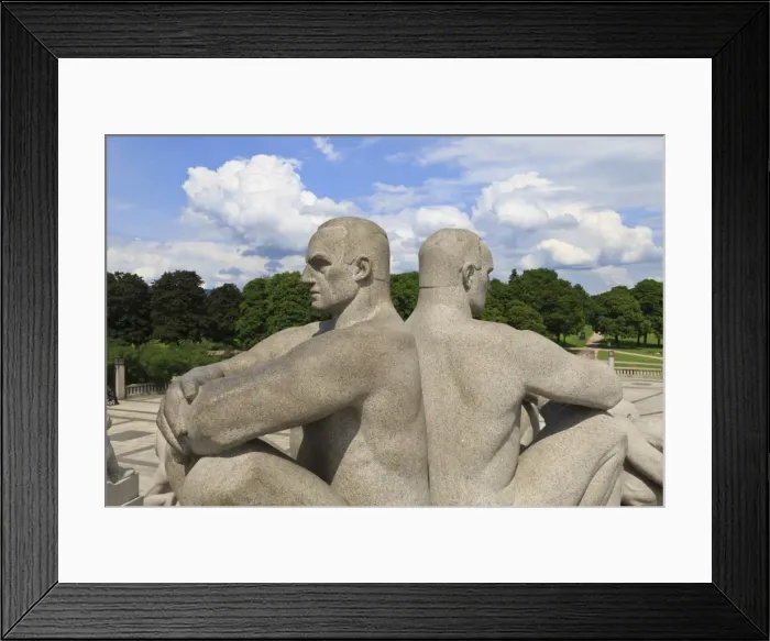 Framed Print : Back to back, detail of a sculptural group on the Monolith Plateau by Gustav Vigeland, Frogner Park, Oslo, Norway, Scandinavia, Europe Framed Print : Back to back, detail of a sculptural group on the Monolith Plateau by Gustav Vigeland, Frogner Park, Oslo, Norway, Scandinavia, Europe