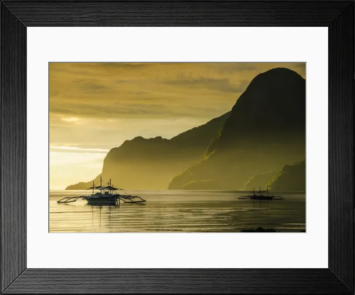Framed Print : Outrigger at sunset in the bay of El Nido, Bacuit Archipelago, Palawan, Philippines, Southeast Asia, Asia Framed Print : Outrigger at sunset in the bay of El Nido, Bacuit Archipelago, Palawan, Philippines, Southeast Asia, Asia