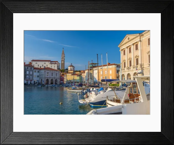 Framed Print : Church of St. George (Cerkev sv. Jurija) in background, Old Town Harbour, Piran, Primorska, Slovenian Istria, Slovenia, Europe Framed Print : Church of St. George (Cerkev sv. Jurija) in background, Old Town Harbour, Piran, Primorska, Slovenian Istria, Slovenia, Europe