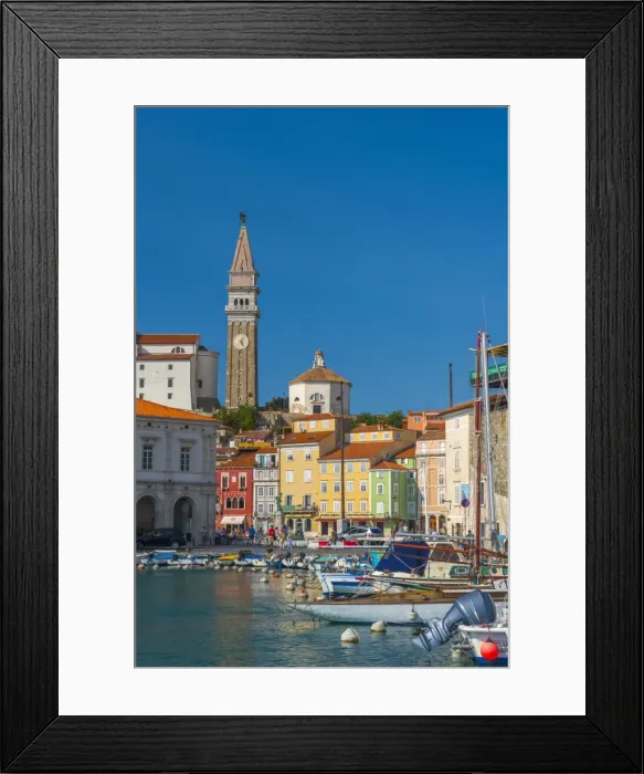 Framed Print : Church of St. George (Cerkev sv. Jurija) in background, Old Town Harbour, Piran, Primorska, Slovenian Istria, Slovenia, Europe Framed Print : Church of St. George (Cerkev sv. Jurija) in background, Old Town Harbour, Piran, Primorska, Slovenian Istria, Slovenia, Europe