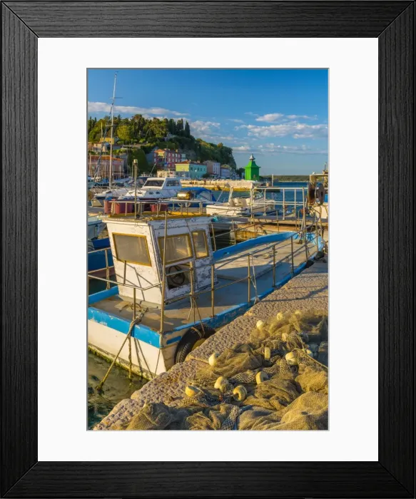 Framed Print : Fishing nets and fishing boat, Old Town Harbour, Piran, Primorska, Slovenian Istria, Slovenia, Europe Framed Print : Fishing nets and fishing boat, Old Town Harbour, Piran, Primorska, Slovenian Istria, Slovenia, Europe