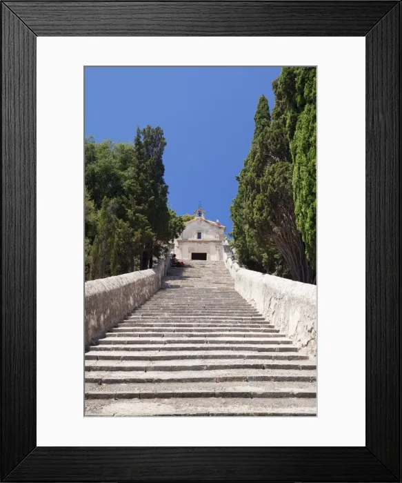 Framed Print : Stairway to calvary with chapel, Pollenca, Majorca (Mallorca), Balearic Islands (Islas Baleares), Spain, Mediterranean, Europe Framed Print : Stairway to calvary with chapel, Pollenca, Majorca (Mallorca), Balearic Islands (Islas Baleares), Spain, Mediterranean, Europe