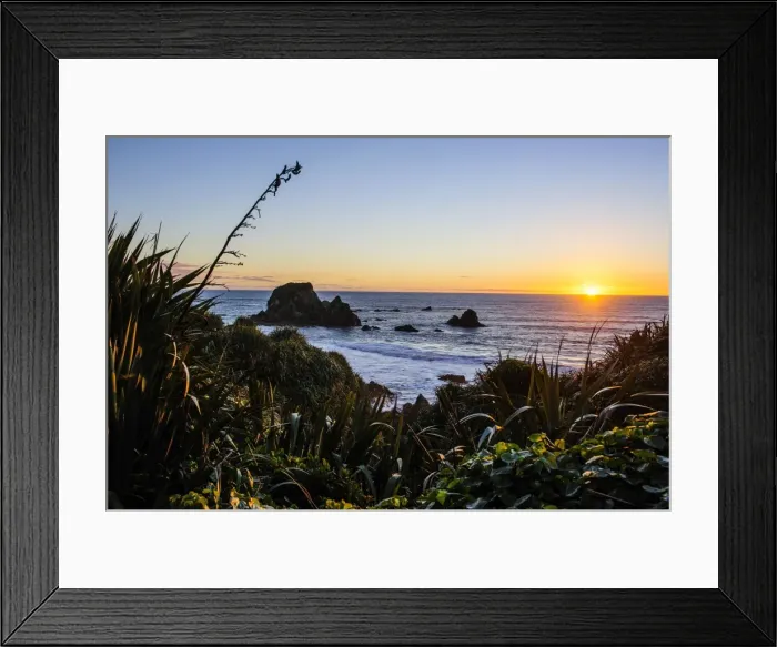Framed Print : Sunset at Cape Foulwind near Westport, West Coast, South Island, New Zealand, Pacific Framed Print : Sunset at Cape Foulwind near Westport, West Coast, South Island, New Zealand, Pacific