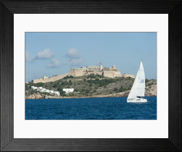 Framed Print : Sailboat participating in Regatta, view of Ibiza Old Town and Dalt Vila, UNESCO World Heritage Site, Ibiza, Balearic Islands, Spain, Mediterranean, Europe Framed Print : Sailboat participating in Regatta, view of Ibiza Old Town and Dalt Vila, UNESCO World Heritage Site, Ibiza, Balearic Islands, Spain, Mediterranean, Europe