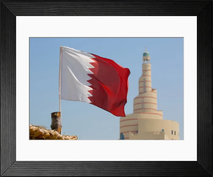 Framed Print : Flag of Qatar and Islamic Cultural Centre, Doha, Qatar, Middle East Framed Print : Flag of Qatar and Islamic Cultural Centre, Doha, Qatar, Middle East