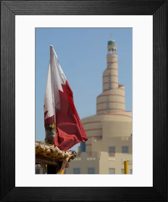 Framed Print : Flag of Qatar and Islamic Cultural Centre, Doha, Qatar, Middle East