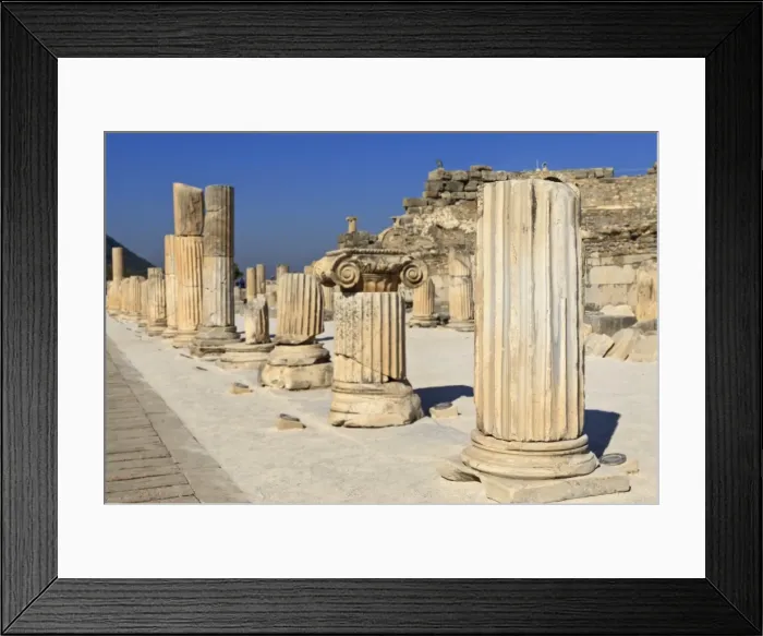 Framed Print : A row of columns, ancient Ephesus, near Kusadasi, Anatolia, Turkey, Asia Minor, Eurasia Framed Print : A row of columns, ancient Ephesus, near Kusadasi, Anatolia, Turkey, Asia Minor, Eurasia