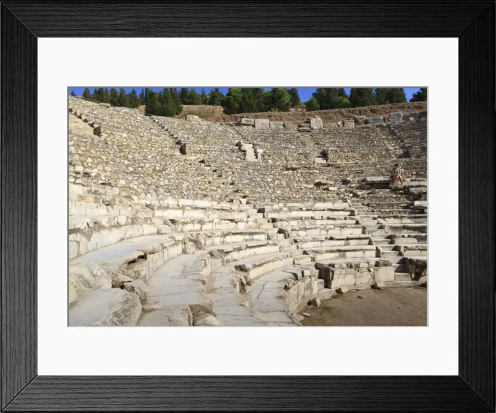 Framed Print : Tourist sits in the Odeon, Bouleuterion (small theatre), ancient Ephesus, near Kusadasi, Anatolia, Turkey, Asia Minor, Eurasia Framed Print : Tourist sits in the Odeon, Bouleuterion (small theatre), ancient Ephesus, near Kusadasi, Anatolia, Turkey, Asia Minor, Eurasia