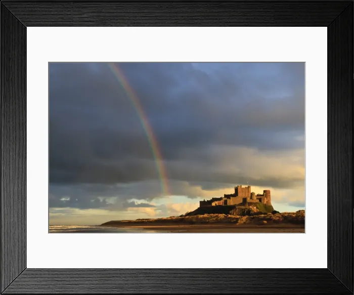 Framed Print : Rainbows end at Bamburgh Castle, Bamburgh, Northumberland, England, United Kingdom, Europe Framed Print : Rainbows end at Bamburgh Castle, Bamburgh, Northumberland, England, United Kingdom, Europe