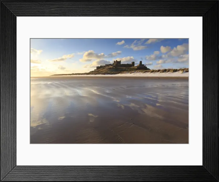 Framed Print : Bamburgh Castle with snow on Bamburgh Beach, Bamburgh, Northumberland, England, United Kingdom, Europe Framed Print : Bamburgh Castle with snow on Bamburgh Beach, Bamburgh, Northumberland, England, United Kingdom, Europe
