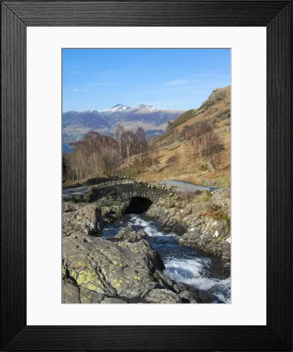 Framed Print : Ashness Bridge overlooking Lake Derwentwater and Skiddaw, Keswick, Northern lakes, Lake District National Park, Cumbria, England, United Kingdom, Europe Framed Print : Ashness Bridge overlooking Lake Derwentwater and Skiddaw, Keswick, Northern lakes, Lake District National Park, Cumbria, England, United Kingdom, Europe